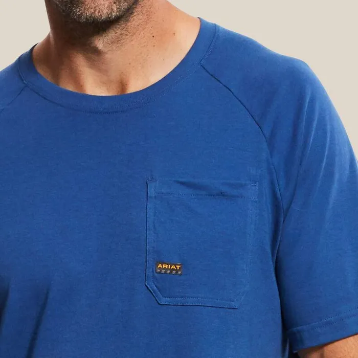 Men TShirts and Polos Ariat Rebar Cotton Strong TShirt Metal Blue