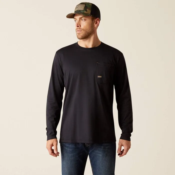 Men TShirts and Polos Ariat Rebar Workman Chrome Skull TShirt Black
