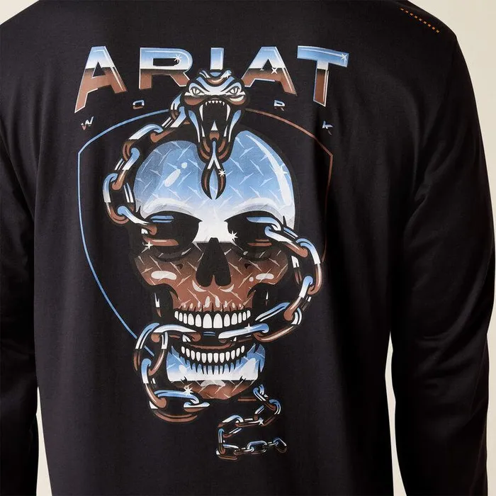Men TShirts and Polos Ariat Rebar Workman Chrome Skull TShirt Black