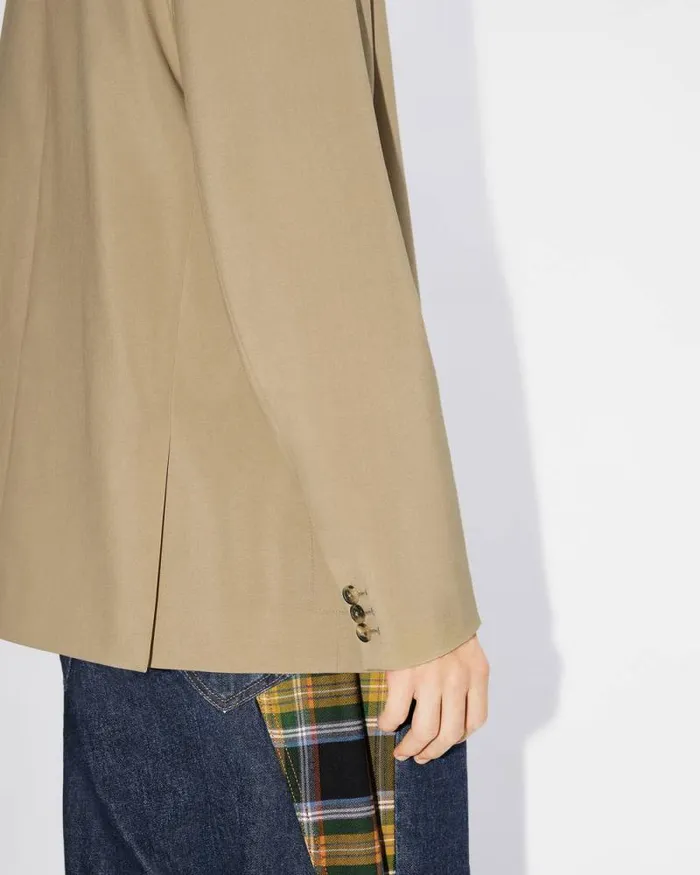 Men Tailored Kimono Jacket In Virgin Wool Dark Beige Kenzo Jackets And Coats