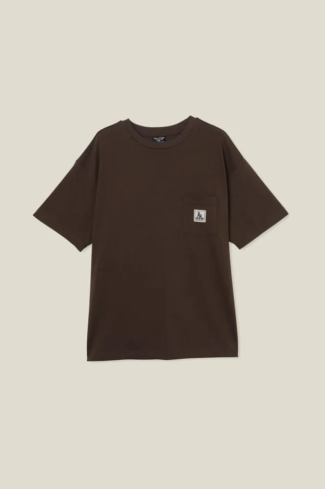 Men Tees and Tanks Cotton On Box Fit Pocket TShirt Ashen Browncivic Outerwear