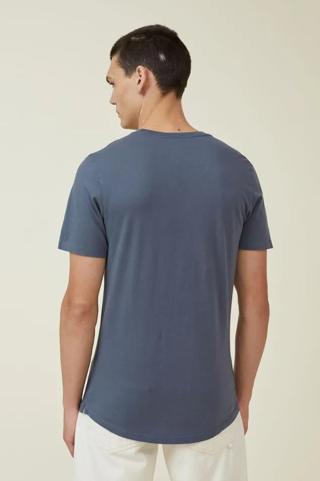 Men Tees and Tanks Cotton On Organic Longline TShirt Dusty Denim