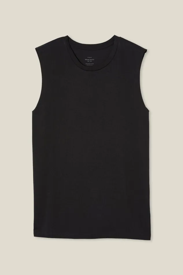 Men Tees and Tanks Cotton On Organic Muscle Black
