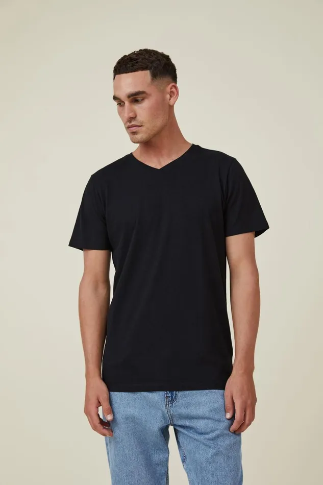 Men Tees and Tanks Cotton On Organic VNeck TShirt Black