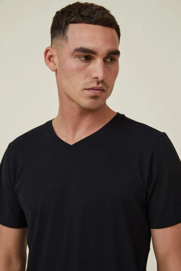 Men Tees and Tanks Cotton On Organic VNeck TShirt Black