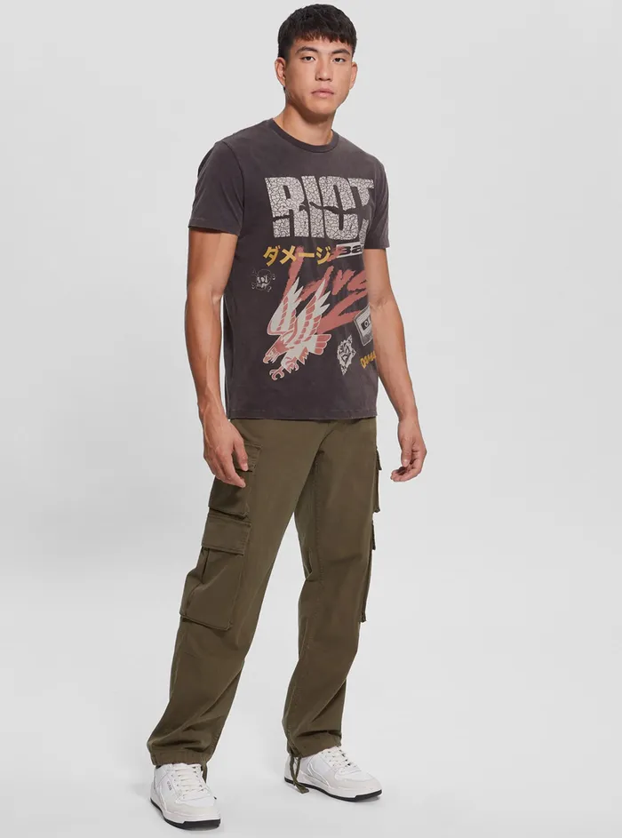 Men Tees and Tanks GUESS Black Multi Riot Tour Tshirt