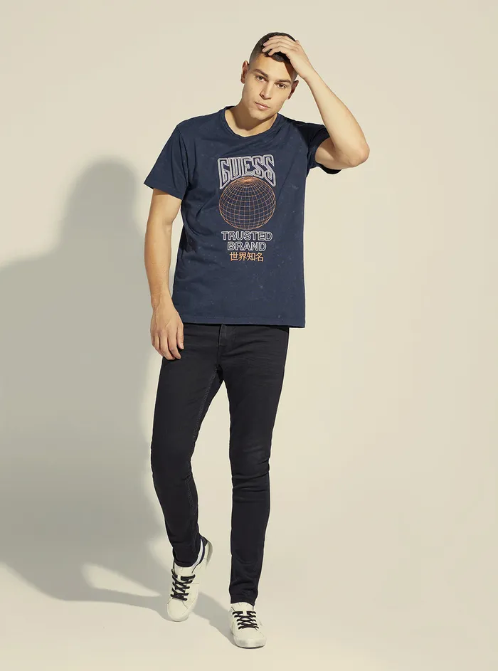 Men Tees and Tanks GUESS Blue Glober Logo Tshirt Men Tees and Tanks GUESS Blue Glober Logo Tshirt