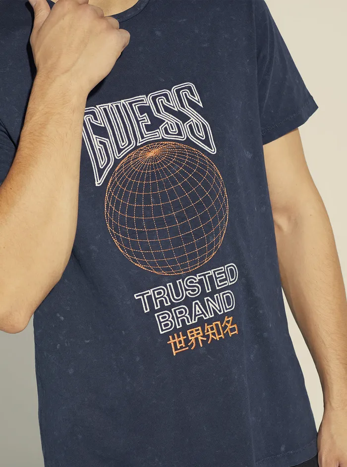 Men Tees and Tanks GUESS Blue Glober Logo Tshirt Men Tees and Tanks GUESS Blue Glober Logo Tshirt