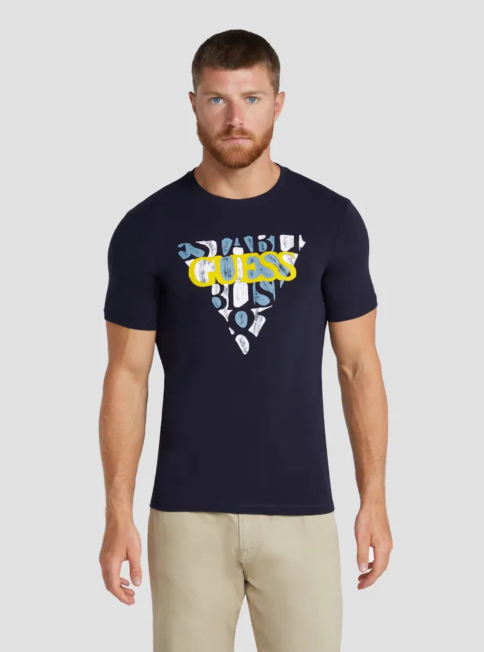 Men Tees and Tanks GUESS Eco Blue Blurri Logo Tshirt