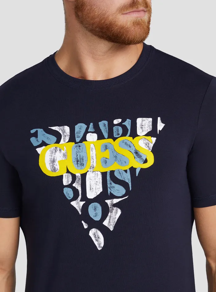 Men Tees and Tanks GUESS Eco Blue Blurri Logo Tshirt Men Tees and Tanks GUESS Eco Blue Blurri Logo Tshirt