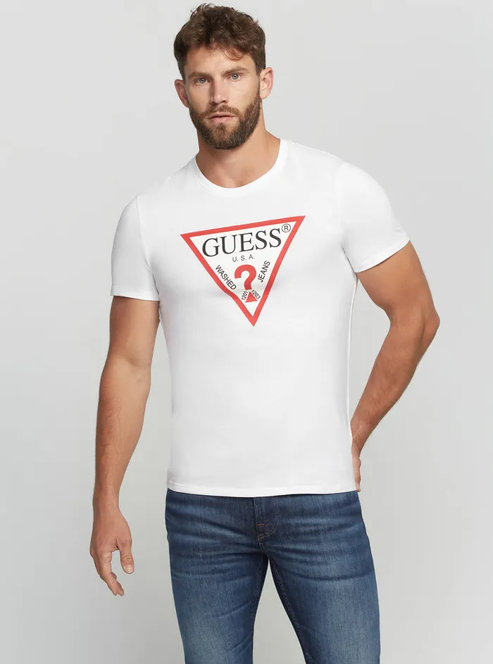 Men Tees and Tanks GUESS Eco White Original Logo Tshirt