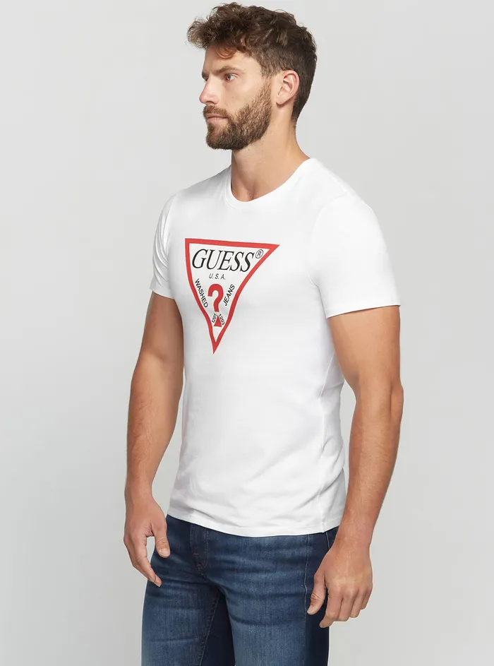 Men Tees and Tanks GUESS Eco White Original Logo Tshirt Men Tees and Tanks GUESS Eco White Original Logo Tshirt