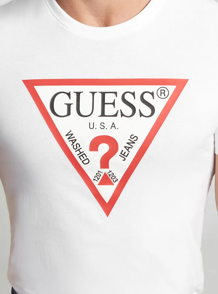 Men Tees and Tanks GUESS Eco White Original Logo Tshirt Men Tees and Tanks GUESS Eco White Original Logo Tshirt