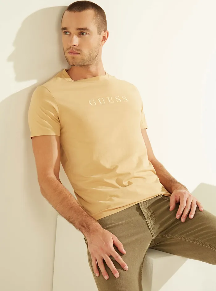 Men Tees and Tanks GUESS Pima Logo Desert Floor Crew Neck Tee