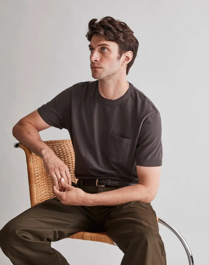 Men Tees Madewell GarmentDyed Allday Crewneck Pocket Tee Black Coal