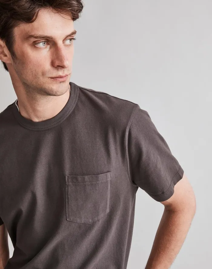 Men Tees Madewell GarmentDyed Allday Crewneck Pocket Tee Black Coal