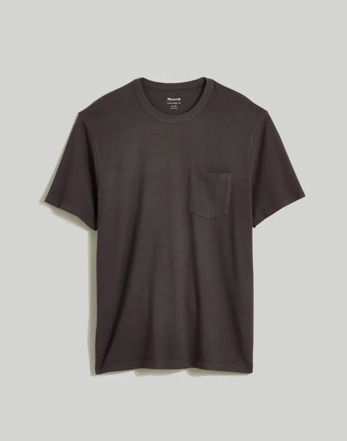 Men Tees Madewell GarmentDyed Allday Crewneck Pocket Tee Black Coal