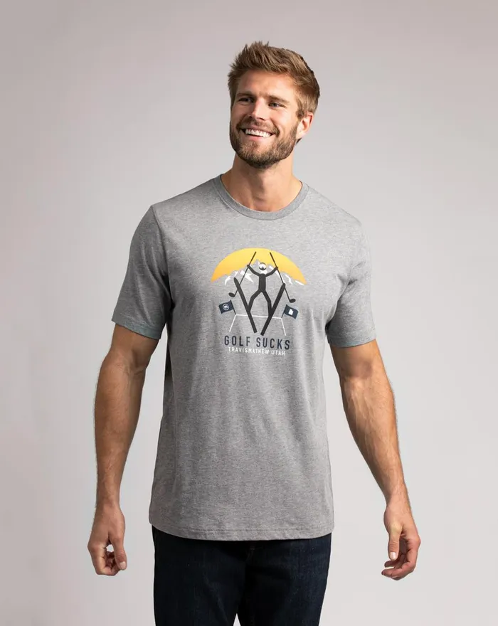 Men Tees TravisMathew POWDER MOUNTAIN TEE Heather Grey