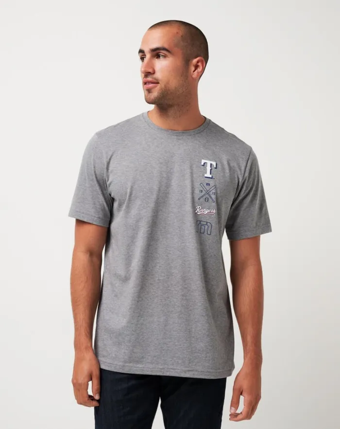 Men Tees TravisMathew TEXAS RANGERS SUNSET SLAM TEE Heather Grey