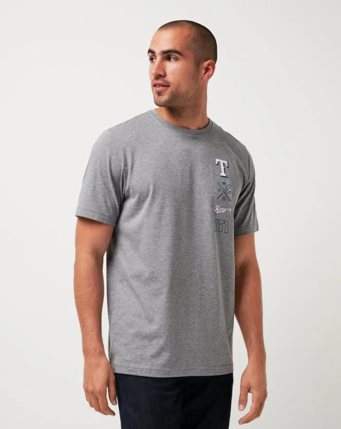 Men Tees TravisMathew TEXAS RANGERS SUNSET SLAM TEE Heather Grey