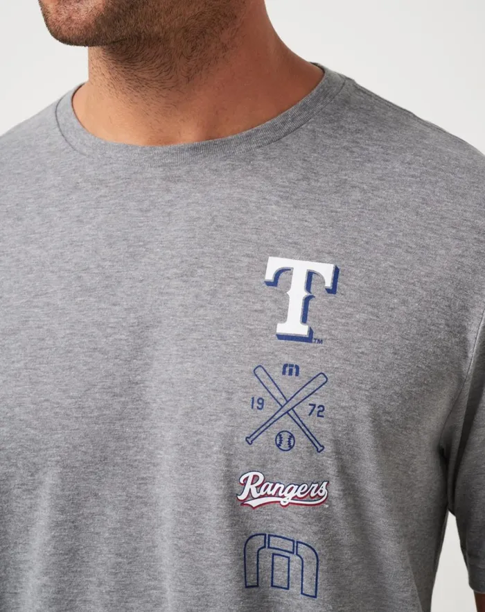 Men Tees TravisMathew TEXAS RANGERS SUNSET SLAM TEE Heather Grey