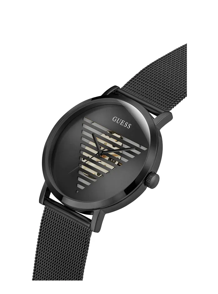 Men Watches GUESS Black Idol Logo Mesh Watch
