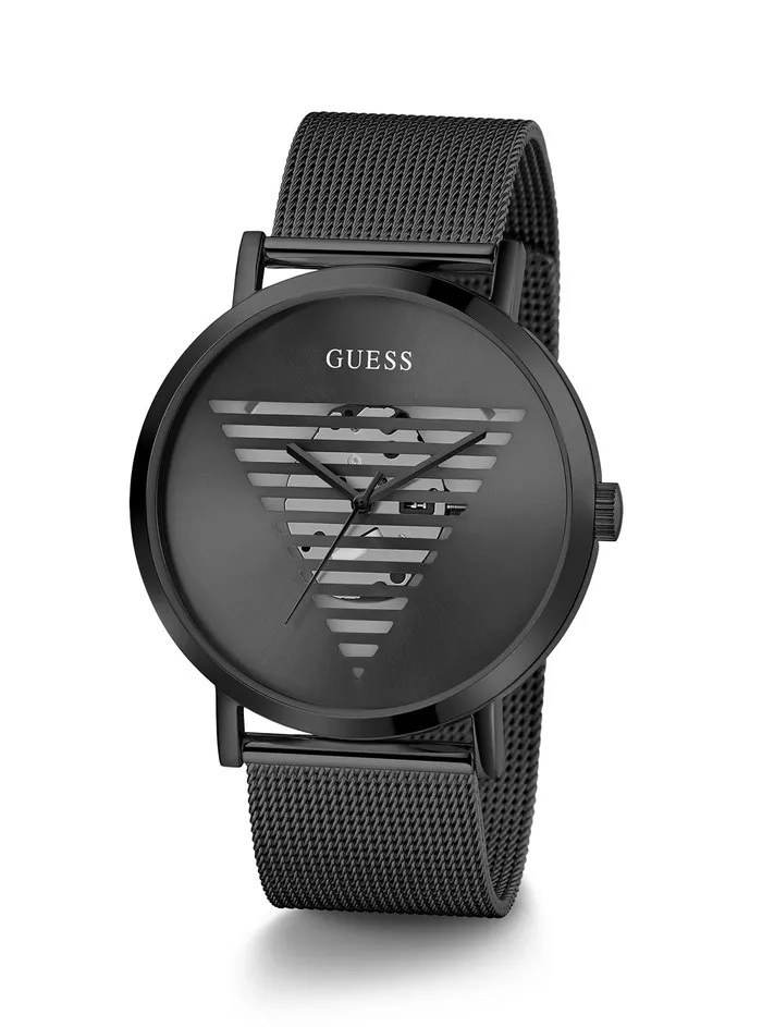 Men Watches GUESS Black Idol Logo Mesh Watch