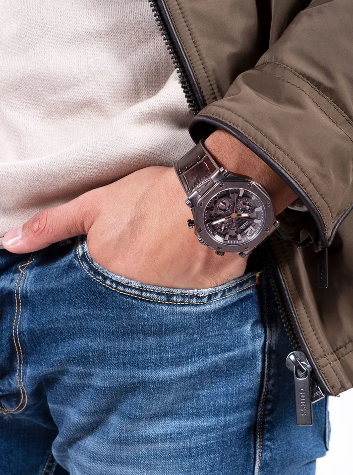 Men Watches GUESS Chocolate Brown Silicone Watch