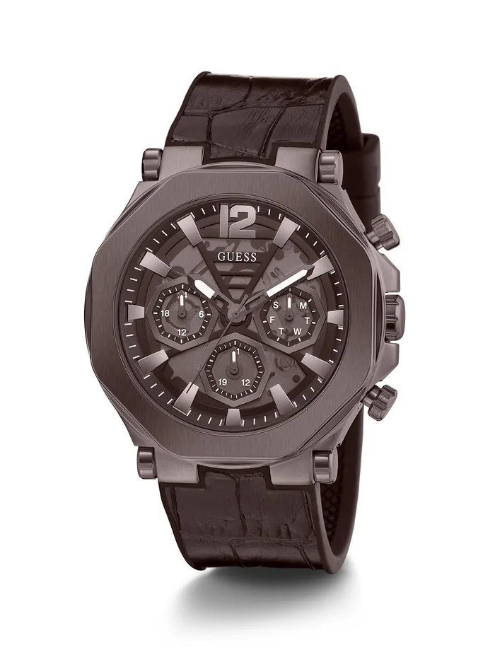 Men Watches GUESS Chocolate Brown Silicone Watch