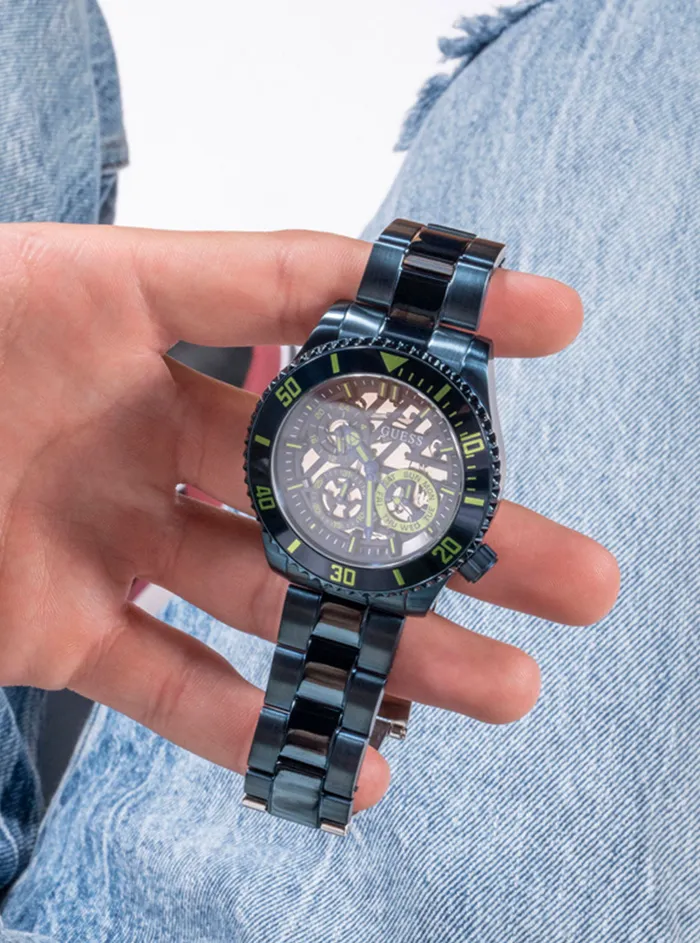 Men Watches GUESS Navy Midnight Axle Watch