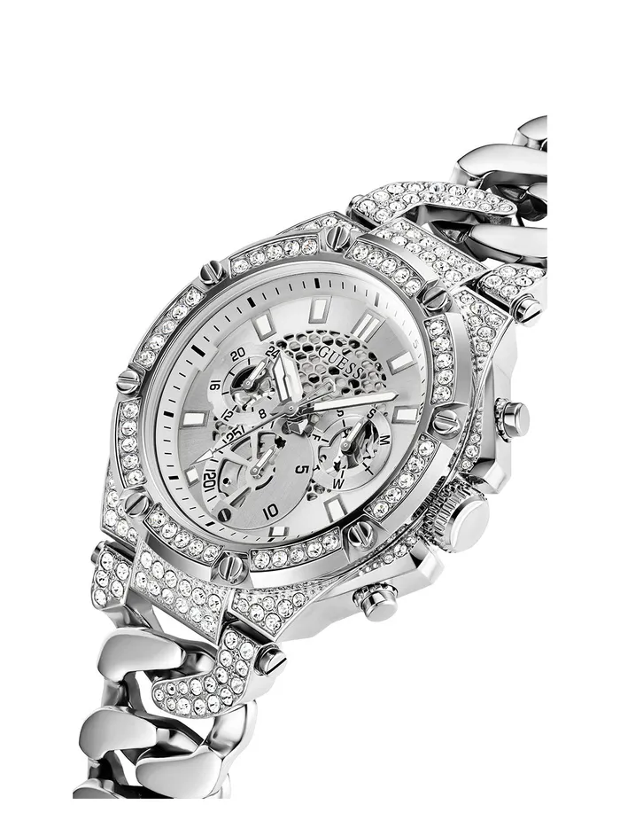 Men Watches GUESS Silver Baron Glitz Watch