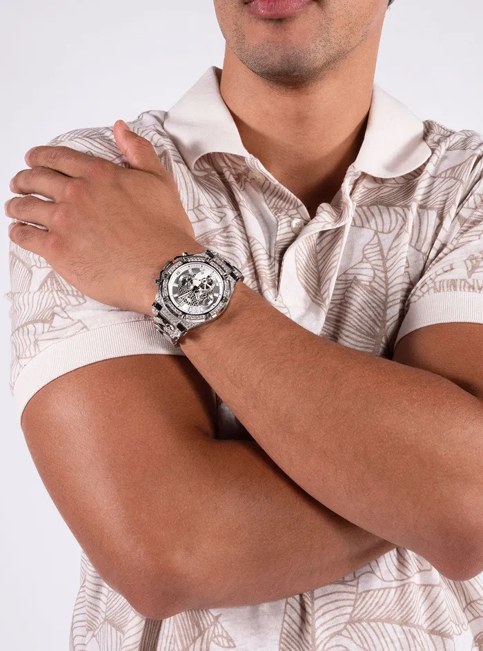 Men Watches GUESS Silver Baron Glitz Watch