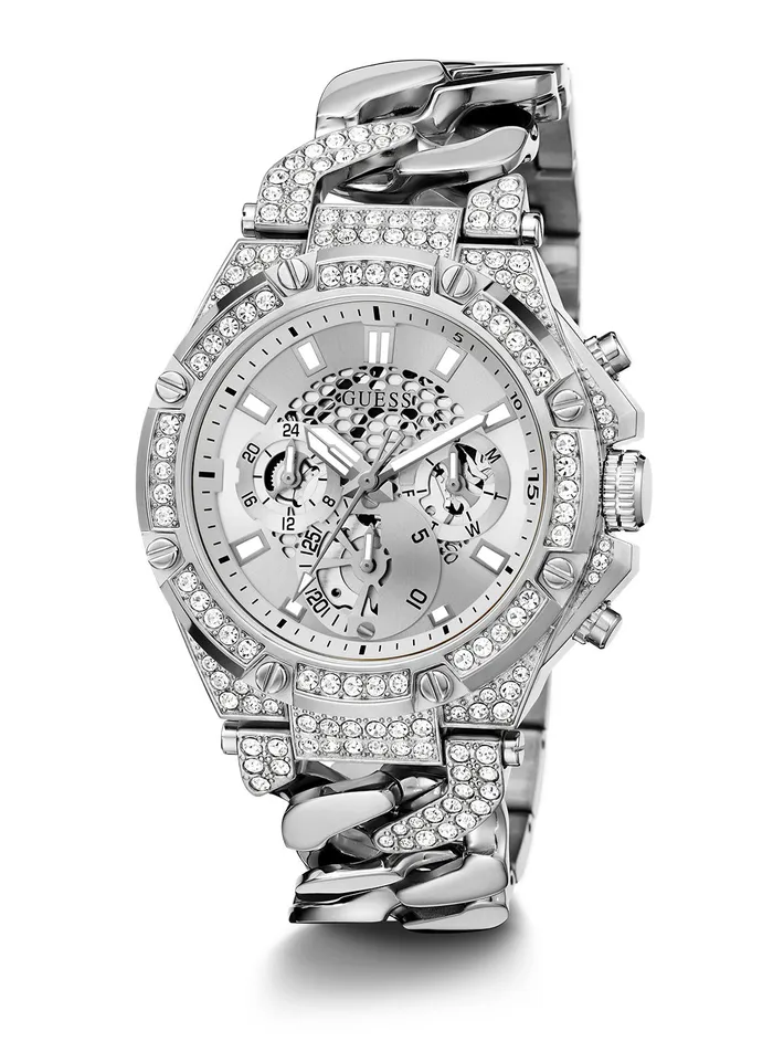 Men Watches GUESS Silver Baron Glitz Watch