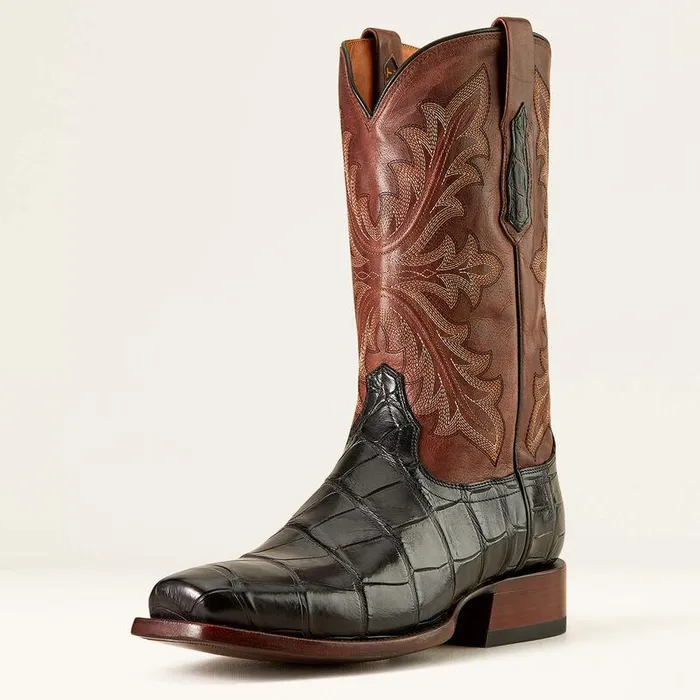 Men Western Boots Ariat Bench Made Stilwell Western Boot Black American Alligatorwhiskey Brown