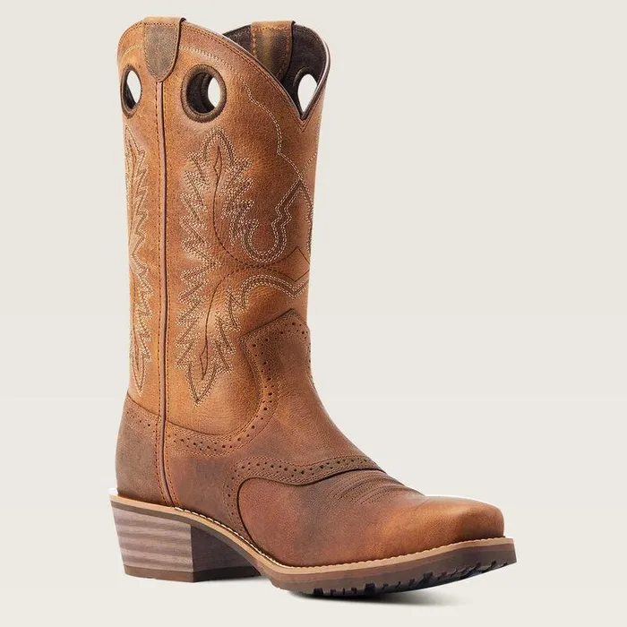 Men Western Boots Ariat Hybrid Roughstock Square Toe Cowboy Boot Sorrel Crunch Men Western Boots Ariat Hybrid Roughstock Square Toe Cowboy Boot Sorrel Crunch