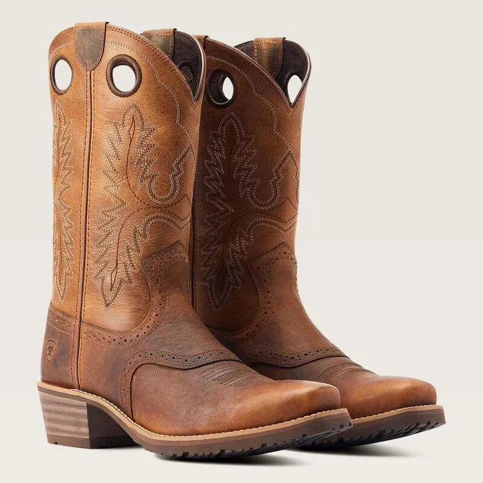 Men Western Boots Ariat Hybrid Roughstock Square Toe Cowboy Boot Sorrel Crunch Men Western Boots Ariat Hybrid Roughstock Square Toe Cowboy Boot Sorrel Crunch