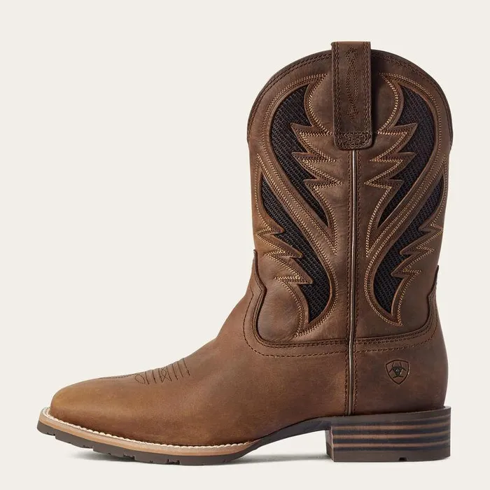 Men Western Boots Ariat Hybrid VentTEK Western Boot Distressed Tan Men Western Boots Ariat Hybrid VentTEK Western Boot Distressed Tan