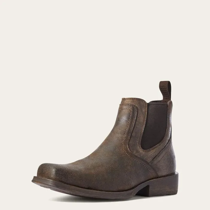 Men Western Boots Ariat Midtown Rambler Square Toe Chelsea Boot Stone