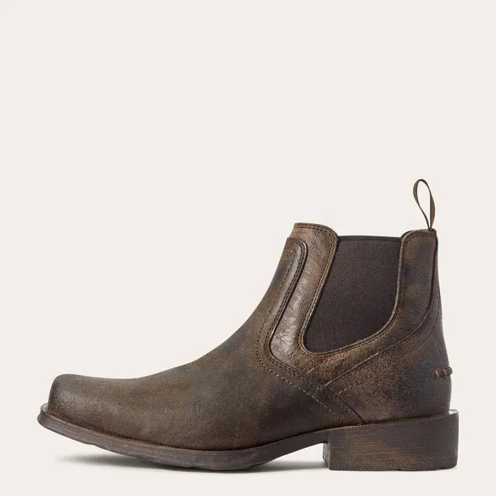Men Western Boots Ariat Midtown Rambler Square Toe Chelsea Boot Stone