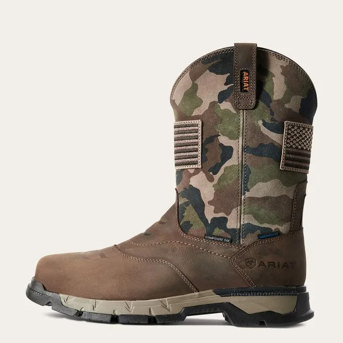 Men Western Boots Ariat Rebar Flex Patriot Waterproof Composite Toe Work Boot Dark Brown Men Western Boots Ariat Rebar Flex Patriot Waterproof Composite Toe Work Boot Dark Brown