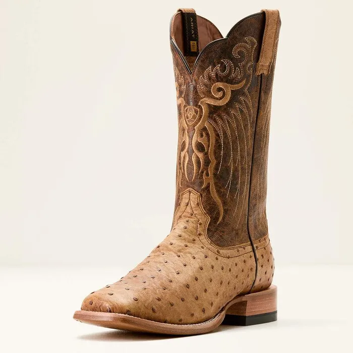 Men Western Boots Ariat Rio Cowboy Boot Honey Tan Full Quill Ostrichchestnut Br