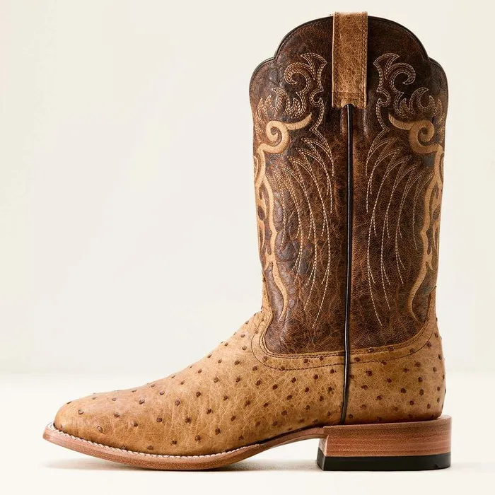 Men Western Boots Ariat Rio Cowboy Boot Honey Tan Full Quill Ostrichchestnut Br