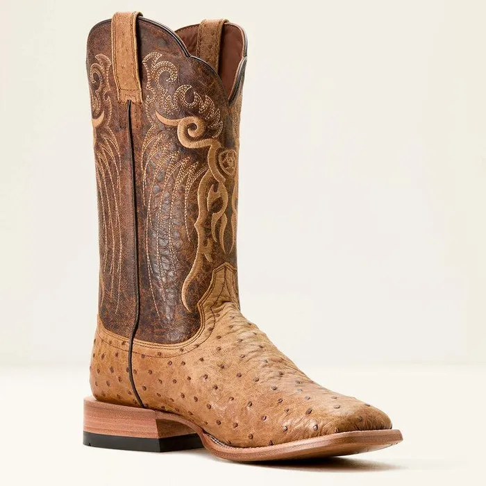 Men Western Boots Ariat Rio Cowboy Boot Honey Tan Full Quill Ostrichchestnut Br