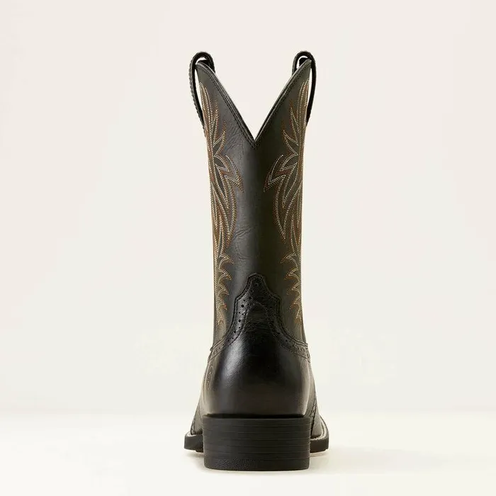 Men Western Boots Ariat Sport Wide Square Toe Cowboy Boot Black Deertan