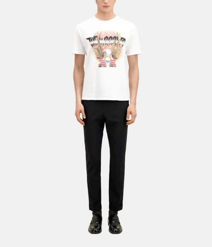 Men White Tshirt With Rock Eagle Serigraphy THE KOOPLES Tshirts