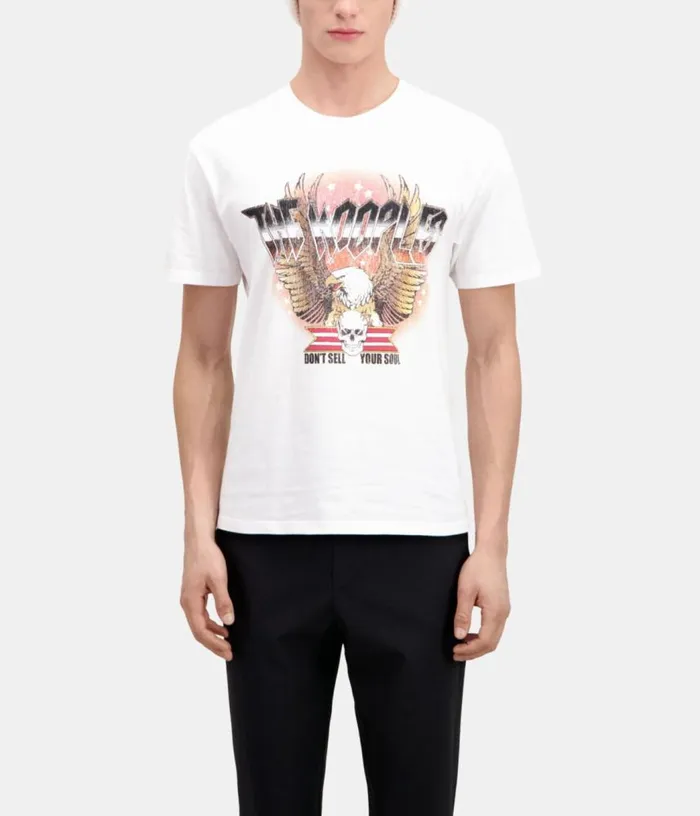 Men White Tshirt With Rock Eagle Serigraphy THE KOOPLES Tshirts