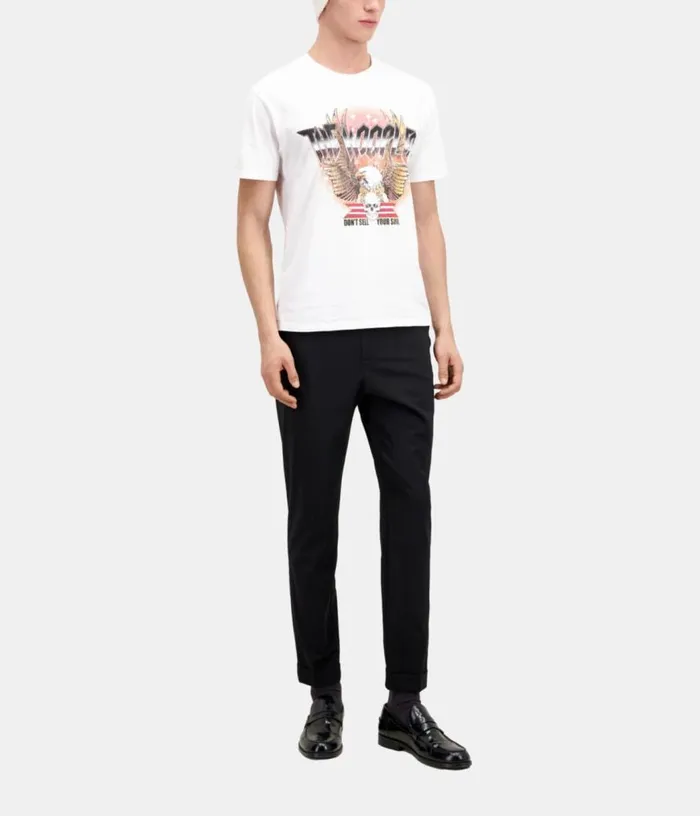 Men White Tshirt With Rock Eagle Serigraphy THE KOOPLES Tshirts