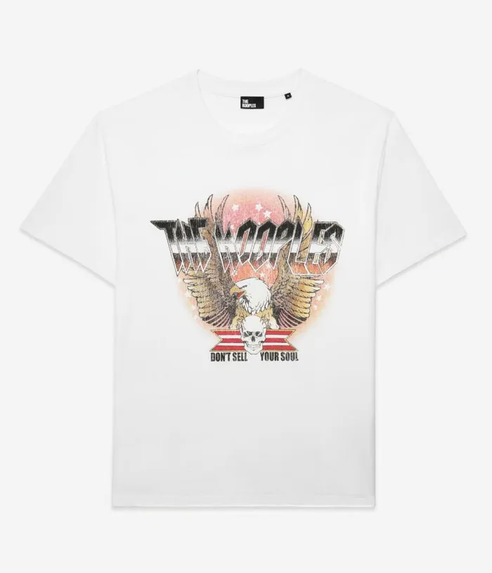 Men White Tshirt With Rock Eagle Serigraphy THE KOOPLES Tshirts