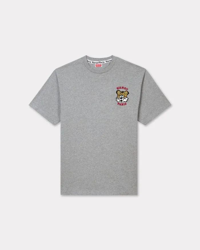 MenWomen 039KENZO VERDY MARKET039 Genderless Embroidered Tshirt In Cotton Pearl Grey Kenzo Tshirts And Polos MenWomen 039KENZO VERDY MARKET039 Genderless Embroidered Tshirt In Cotton Pearl Grey Kenzo Tshirts And Polos