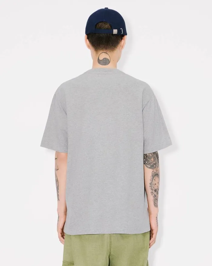 MenWomen 039KENZO VERDY MARKET039 Genderless Embroidered Tshirt In Cotton Pearl Grey Kenzo Tshirts And Polos